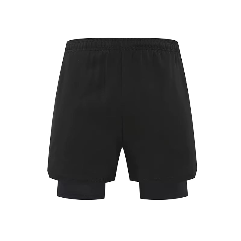 Stonehenge Texture Men’s 2-in-1 Fitness Shorts Quick Dry Breathable With Built-In Compression Layer - Stonehenge Texture