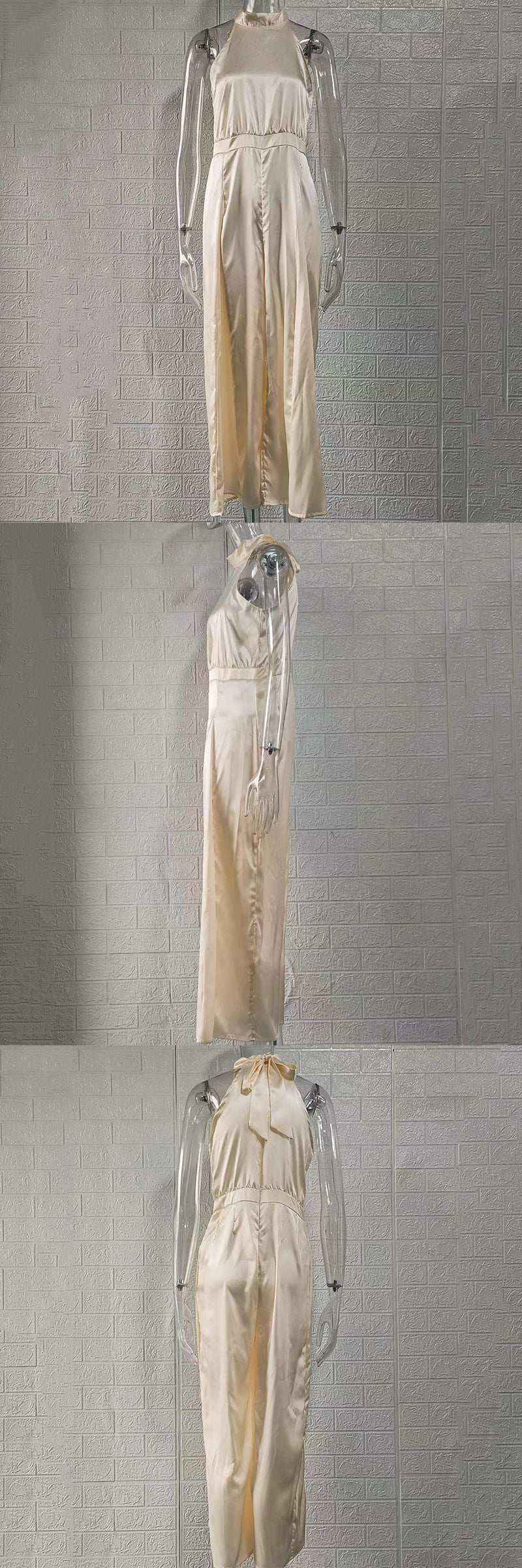 one-piece jumpsuit blends modern minimalism with retro flair, featuring an off-the-shoulder neckline