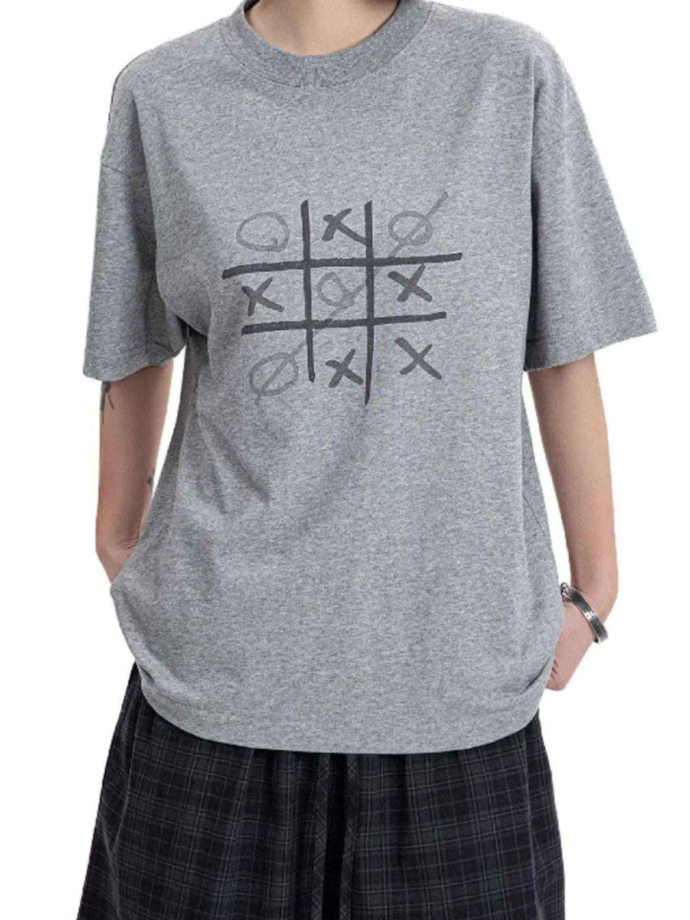 Men's Gaming Tic Tac Toe Graphic Round Neck T-Shirt