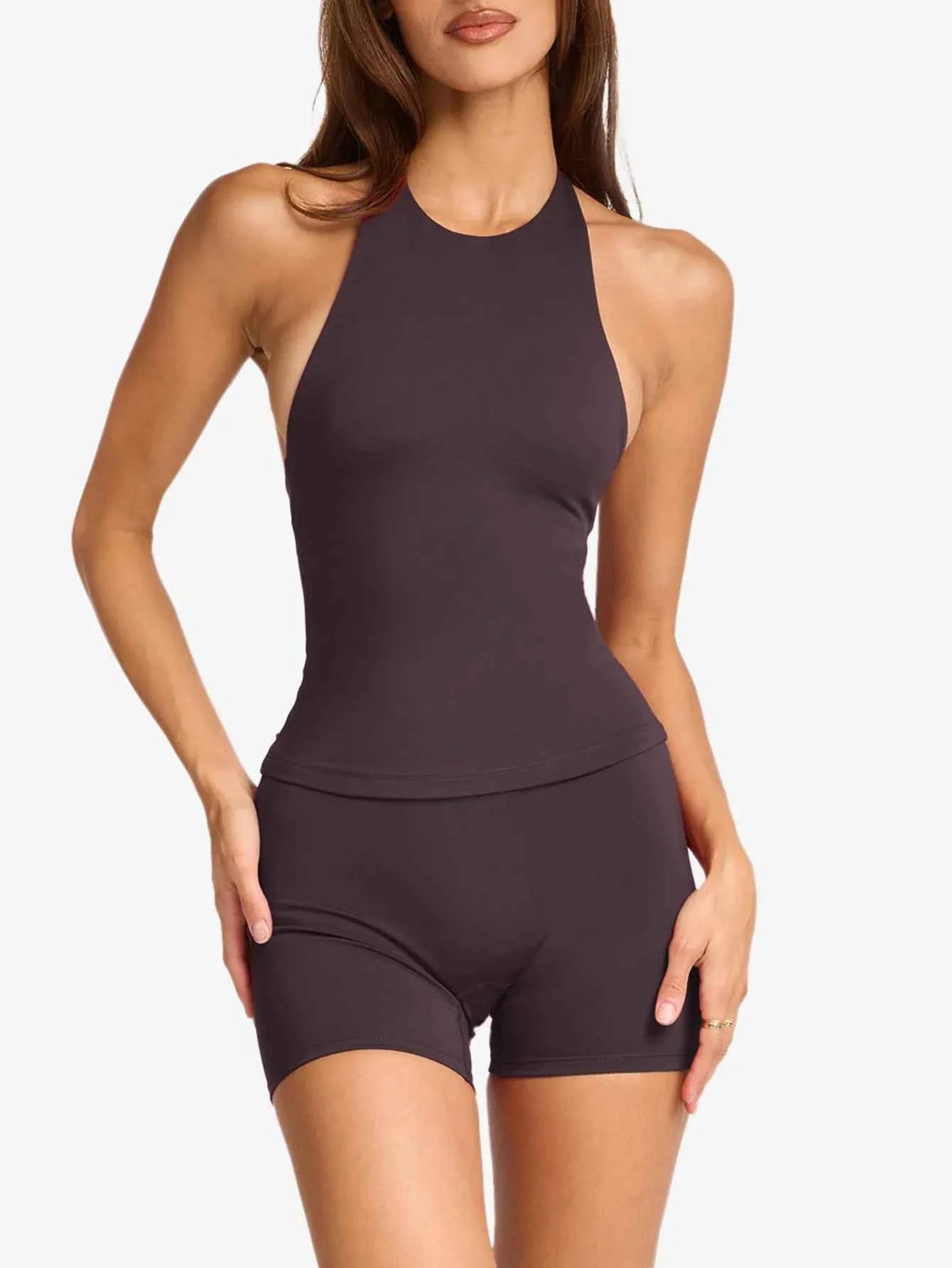 Halter Neck Cami and Shorts Active Set