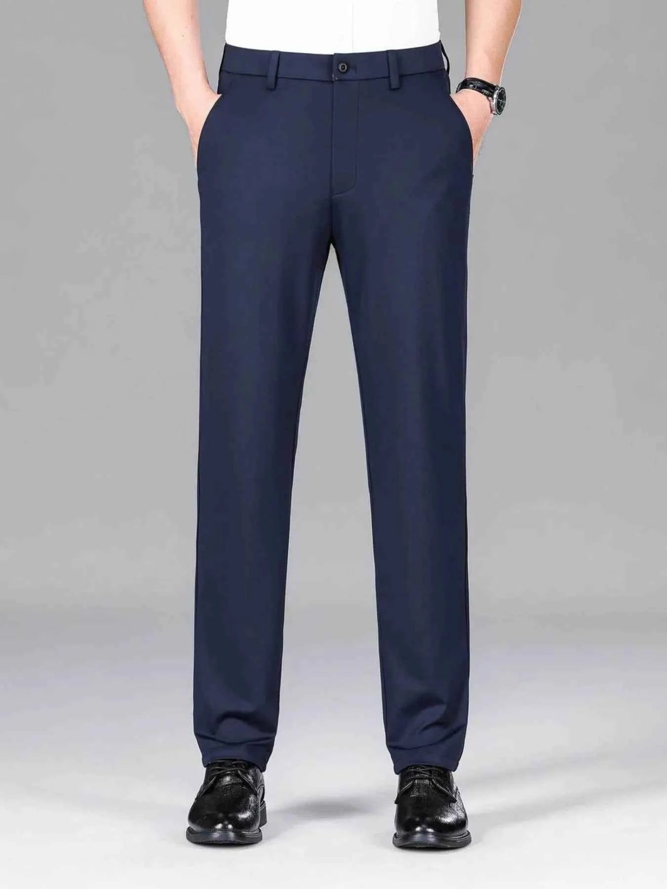 Men’s Loose Fit Dress Pants – Casual Business Trousers with Pockets
