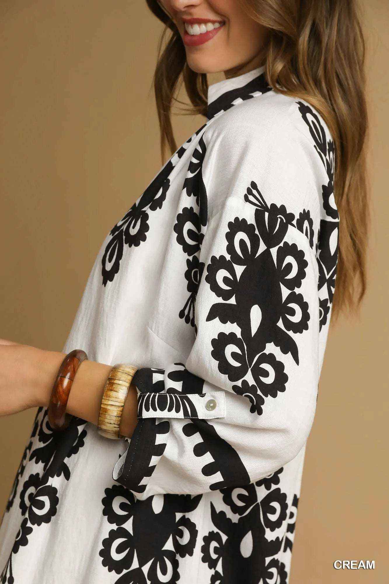 Stonehenge Textures Button Abstract Print stylish versatile Midi Dress