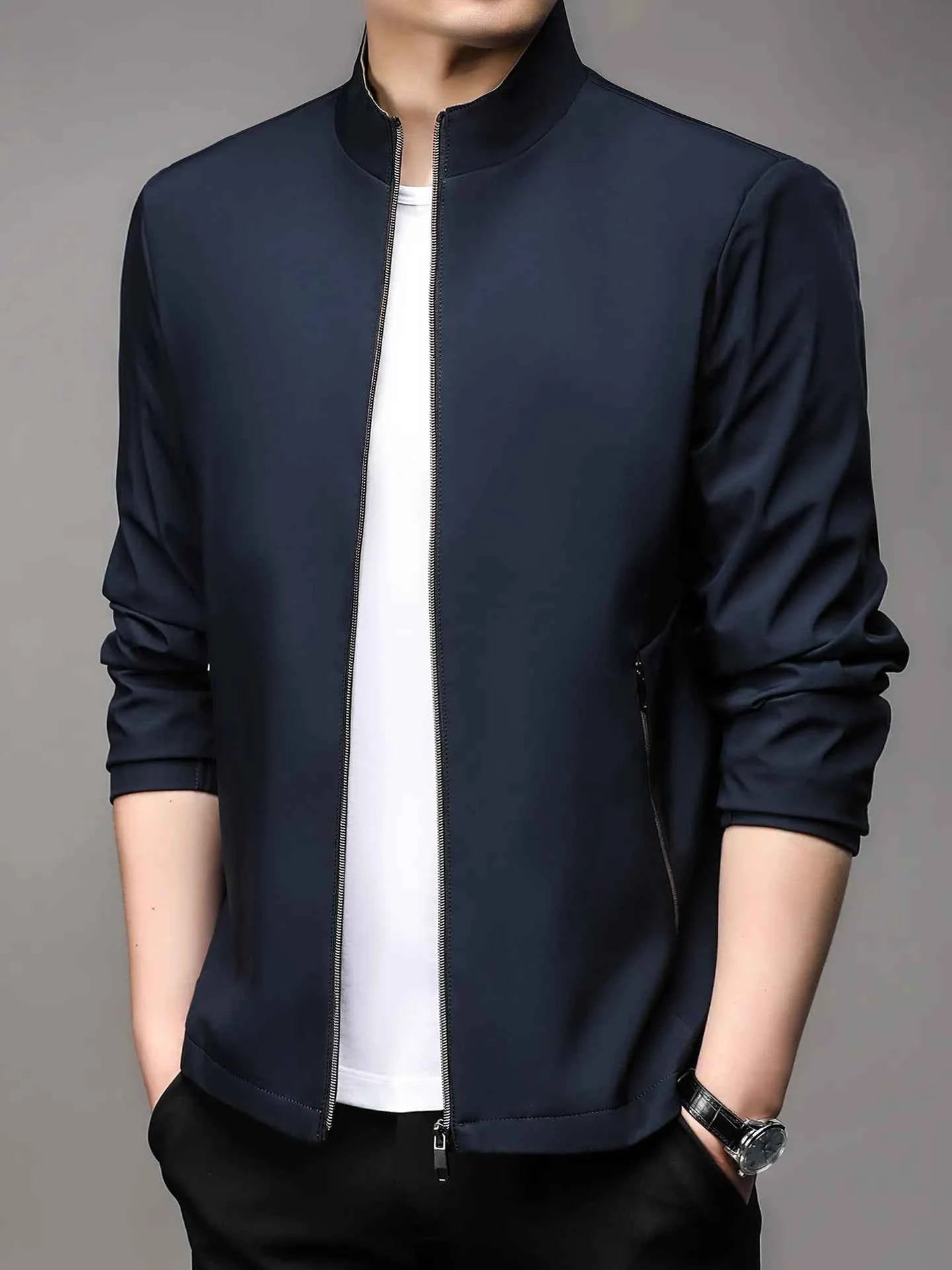 Men's Plus Size Zip Up Long Sleeve Jacket