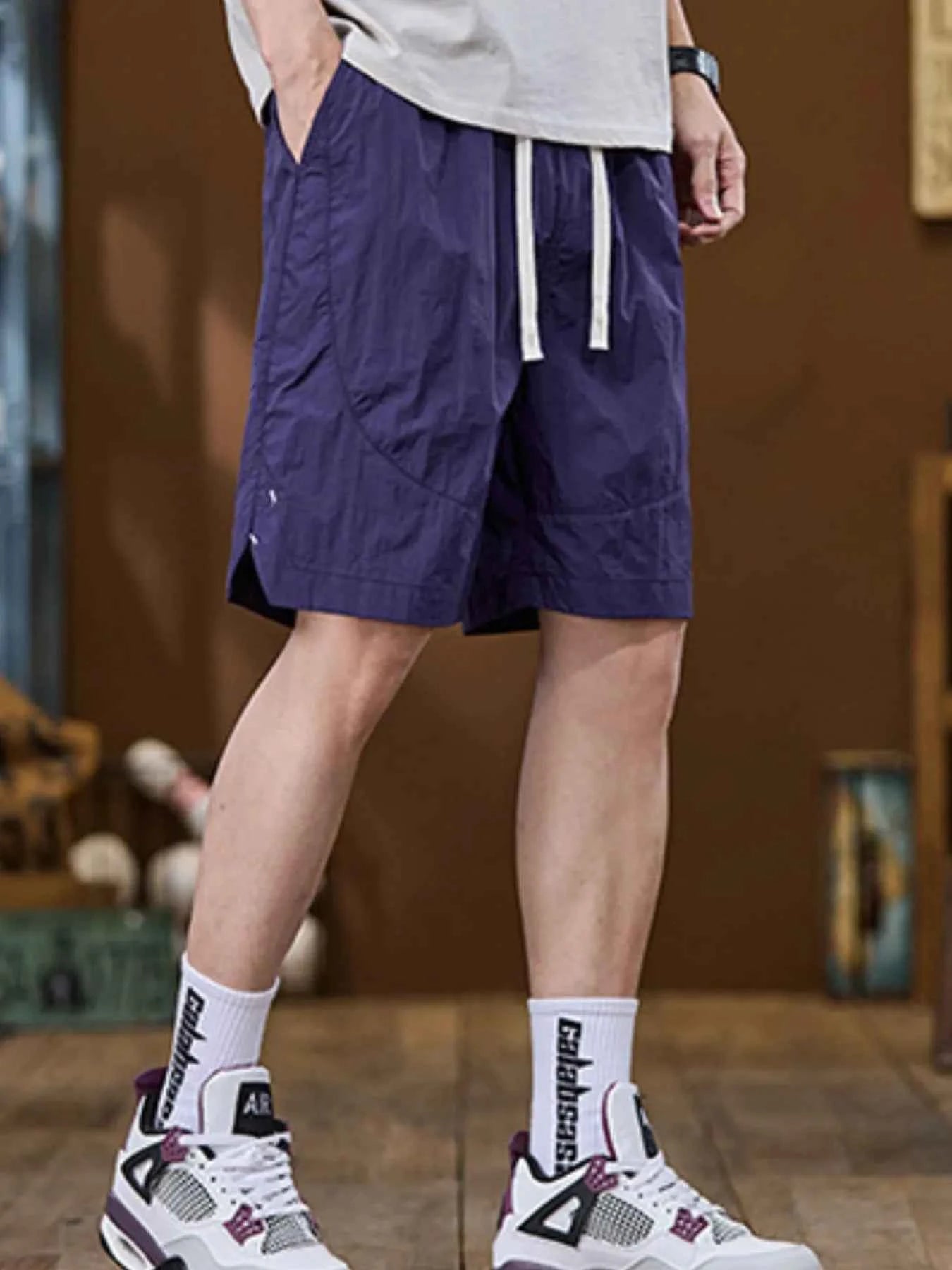 Men's Plus Size Drawstring Pocketed Shorts