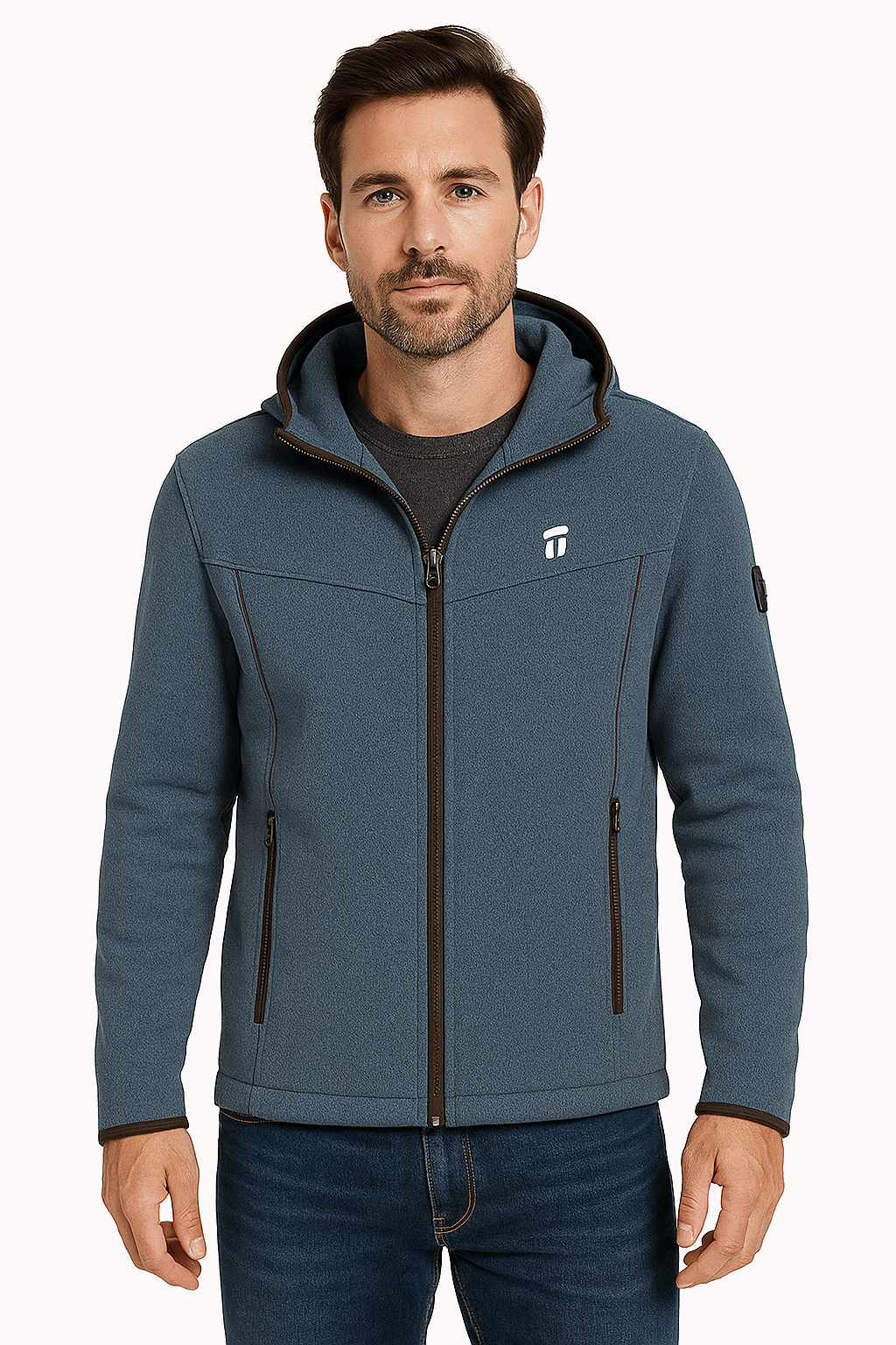 Stonehenge Textures Men’s Softshell Fleece Jacket – Windproof, Breathable, Warm & Stylish Outdoor Hoodie with Zippered Pockets
