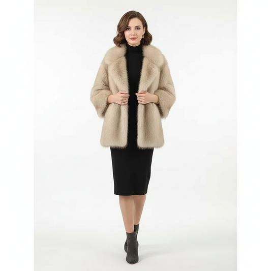 Oversized Gradient Faux Fur Coat – Luxury Winter Statement Outerwear