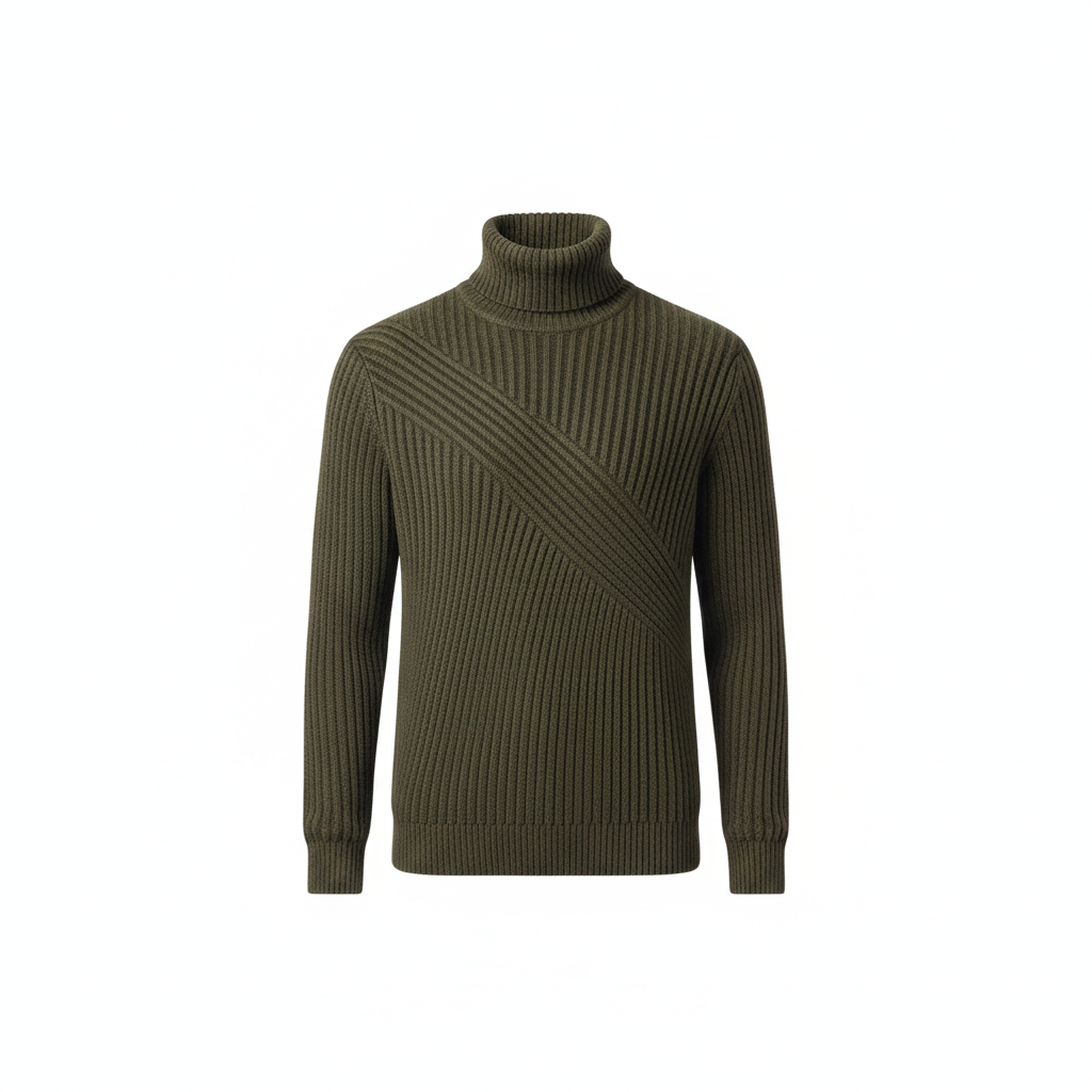 Stonehenge Textures Menswear Set: Ribbed Turtleneck & Tailored Trouser Combo for Smart Casual Style