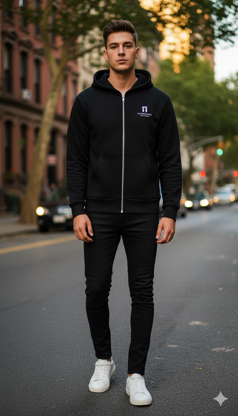 Stonehenge Textures Luxury Black Zip Hoodie Premium Designer Streetwear for Men & Women