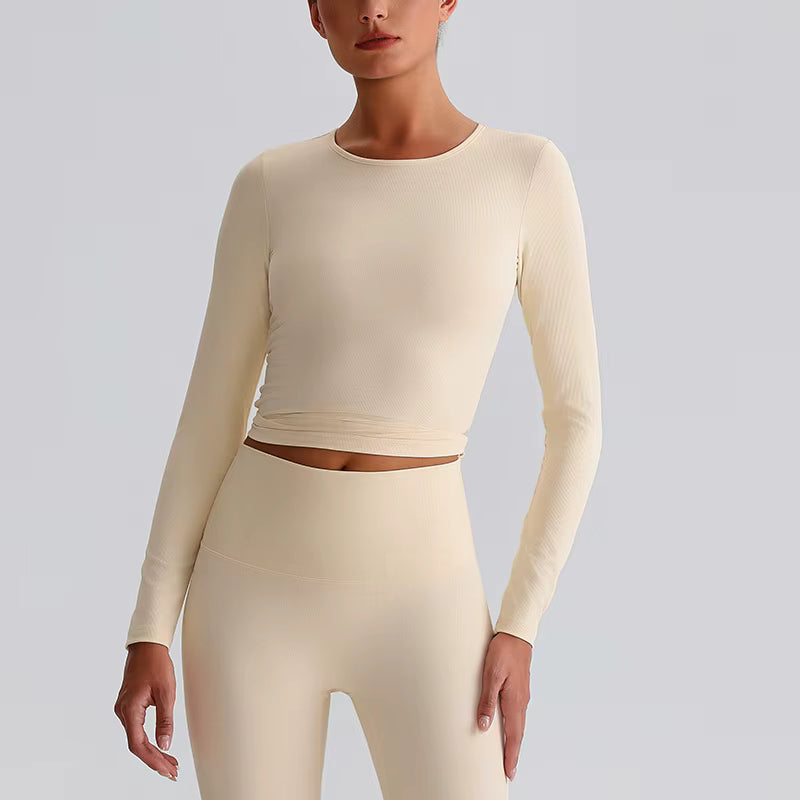 High-Stretch Ribbed Plus Size Active Top – Breathable & Contouring - Stonehenge Texture