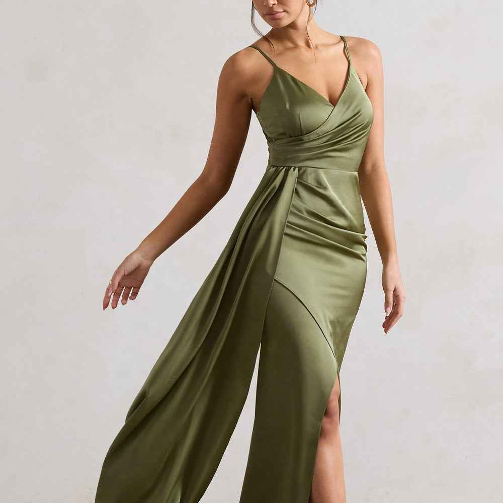 Stonehenge Texture Emerald Contour Dress Sculpted Elegance for Spring Evenings