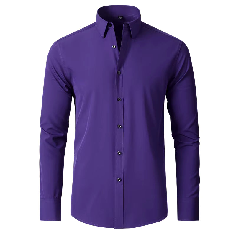 Stonehenge Texture Men's Slim-Fit Stretch Dress Shirt – Long Sleeve Formal & Casual Wear - Stonehenge Texture