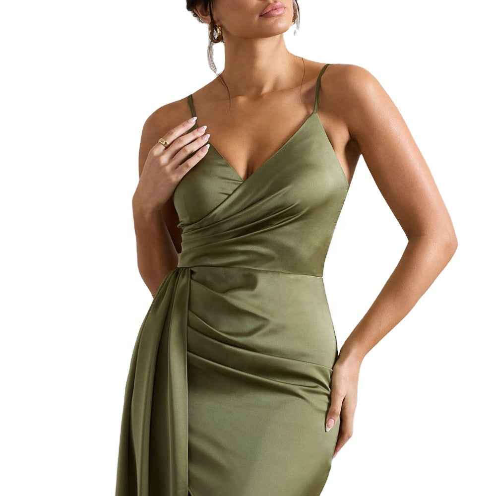Stonehenge Texture Emerald Contour Dress  Sculpted Elegance for Spring Evenings