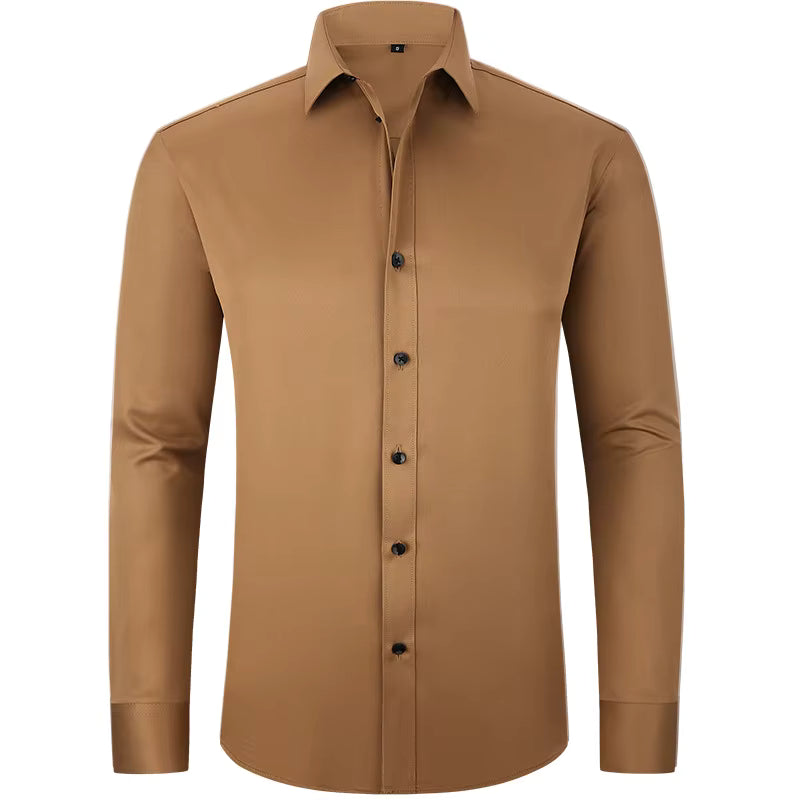 Stonehenge Texture Men's Slim-Fit Stretch Dress Shirt – Long Sleeve Formal & Casual Wear - Stonehenge Texture
