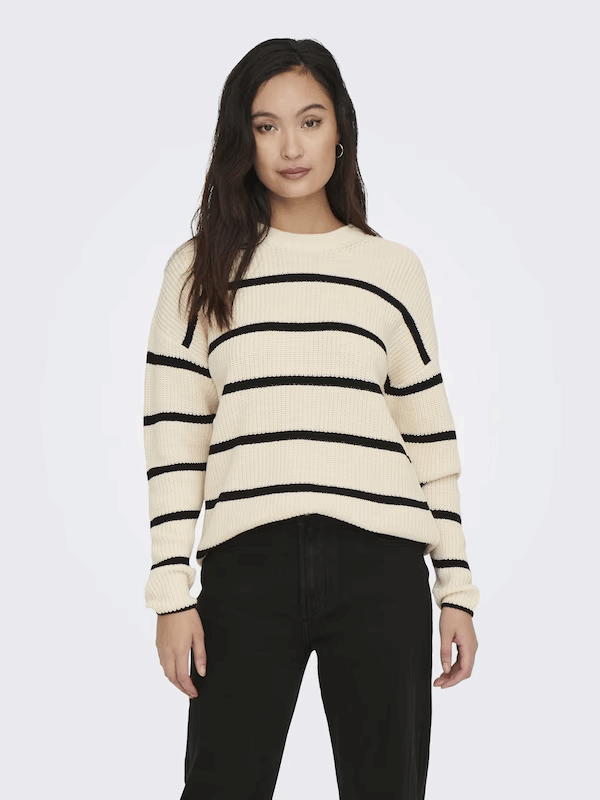 Stonehenge Textures Biege Toned Crew Neck Sweater for Women Casual Comfort Meets Elevated Style