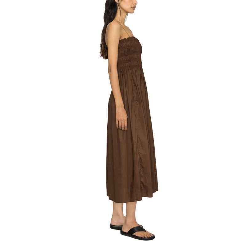 Stonehenge textures timeless silhouette meets tactile elegance Sleeveless A-line midi dress