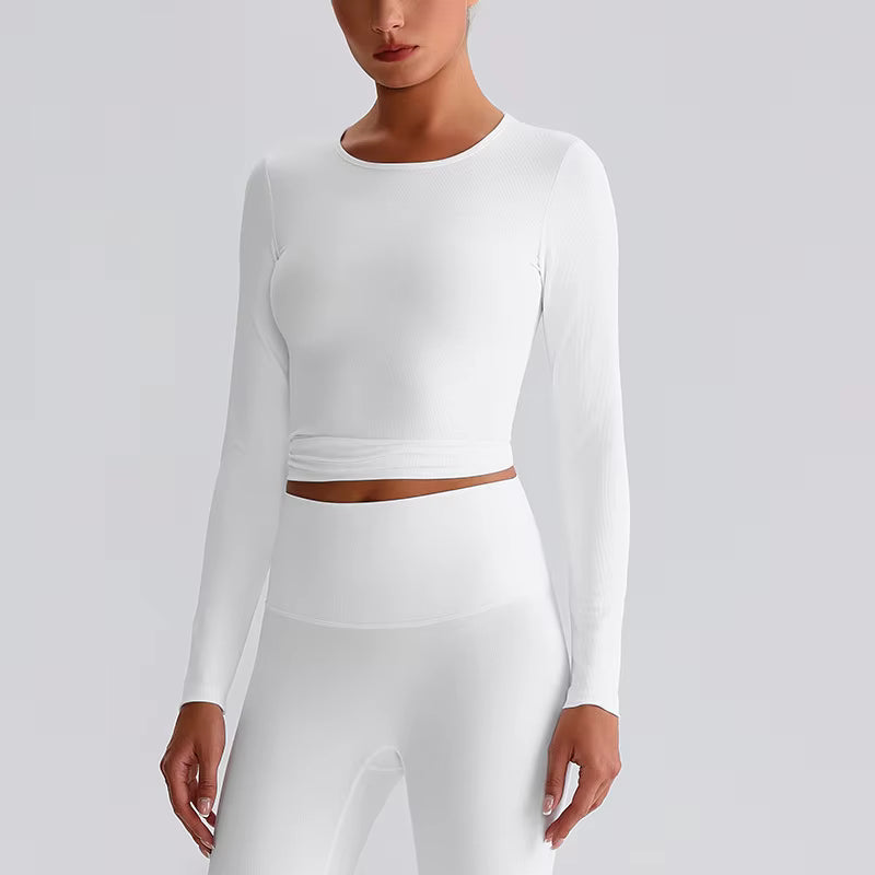 High-Stretch Ribbed Plus Size Active Top – Breathable & Contouring - Stonehenge Texture