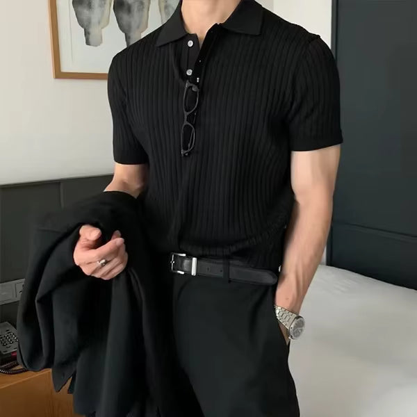 Custom Jacquard Knit Vintage sleeveless Polo Sweater Menswear Capsule - Stonehenge Texture