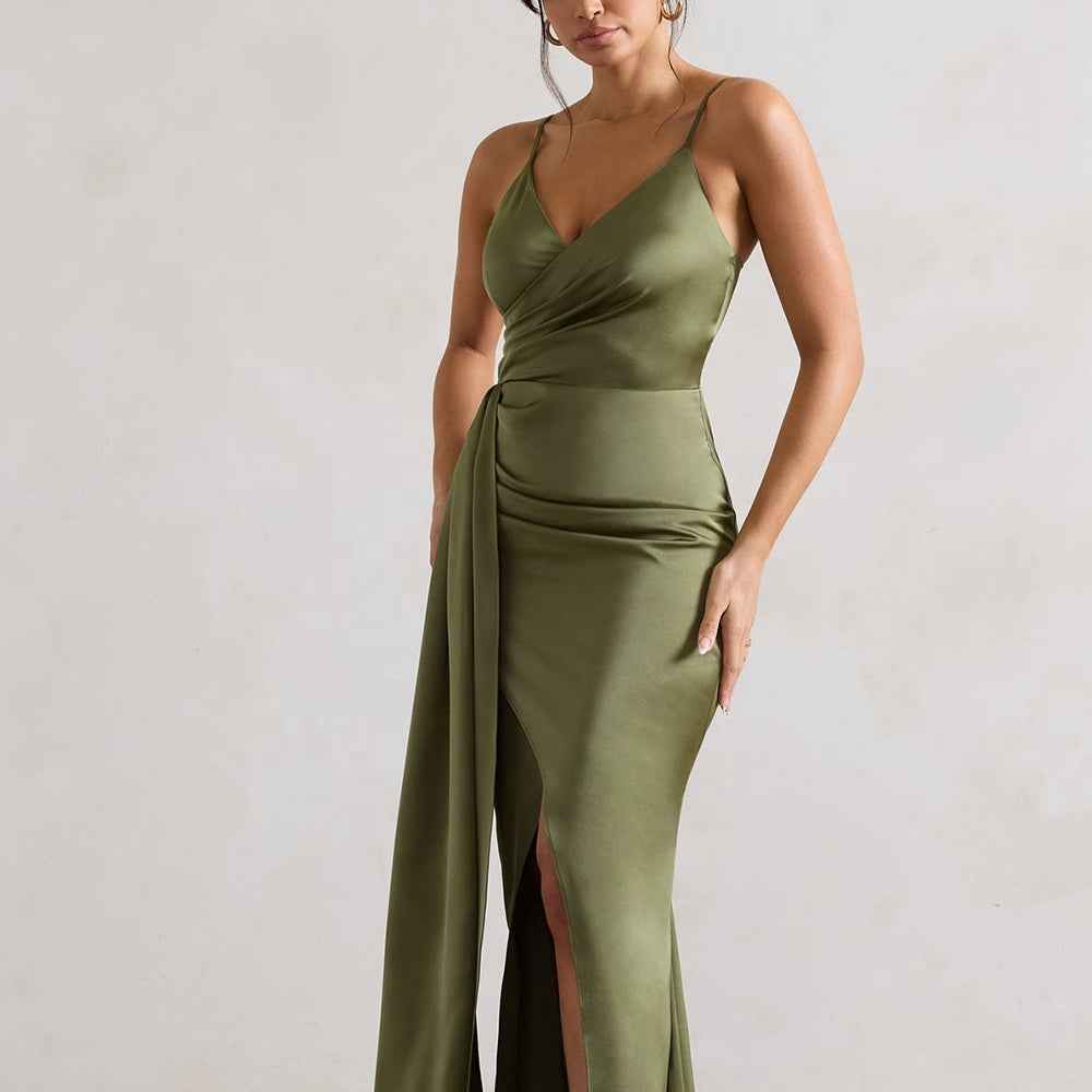 Stonehenge Texture Emerald Contour Dress Sculpted Elegance for Spring Evenings