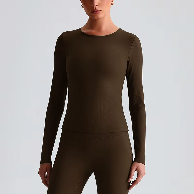 High-Stretch Ribbed Plus Size Active Top – Breathable & Contouring - Stonehenge Texture