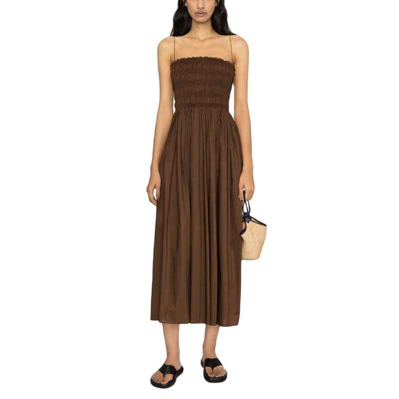Stonehenge textures timeless silhouette meets tactile elegance Sleeveless A-line midi dress