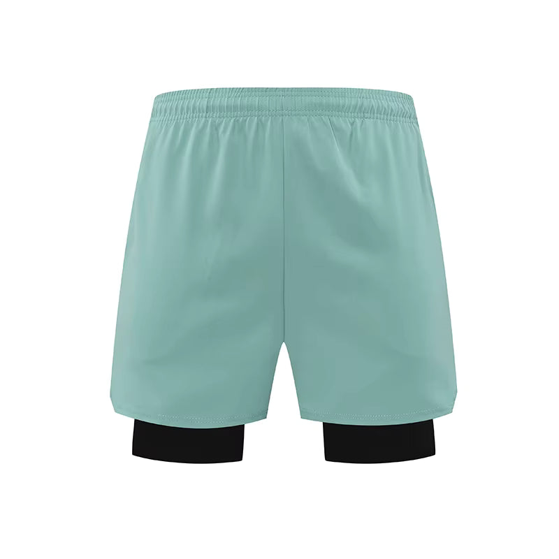 Stonehenge Texture Men’s 2-in-1 Fitness Shorts Quick Dry Breathable With Built-In Compression Layer - Stonehenge Texture