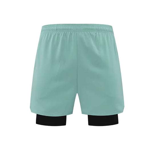 Stonehenge Texture Men’s 2-in-1 Fitness Shorts Quick Dry Breathable With Built-In Compression Layer - Stonehenge Texture