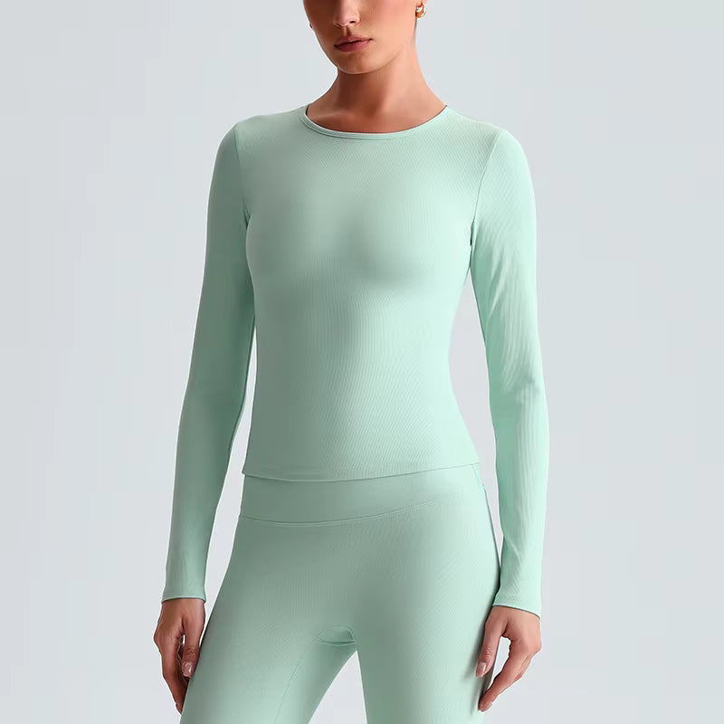 High-Stretch Ribbed Plus Size Active Top – Breathable & Contouring - Stonehenge Texture