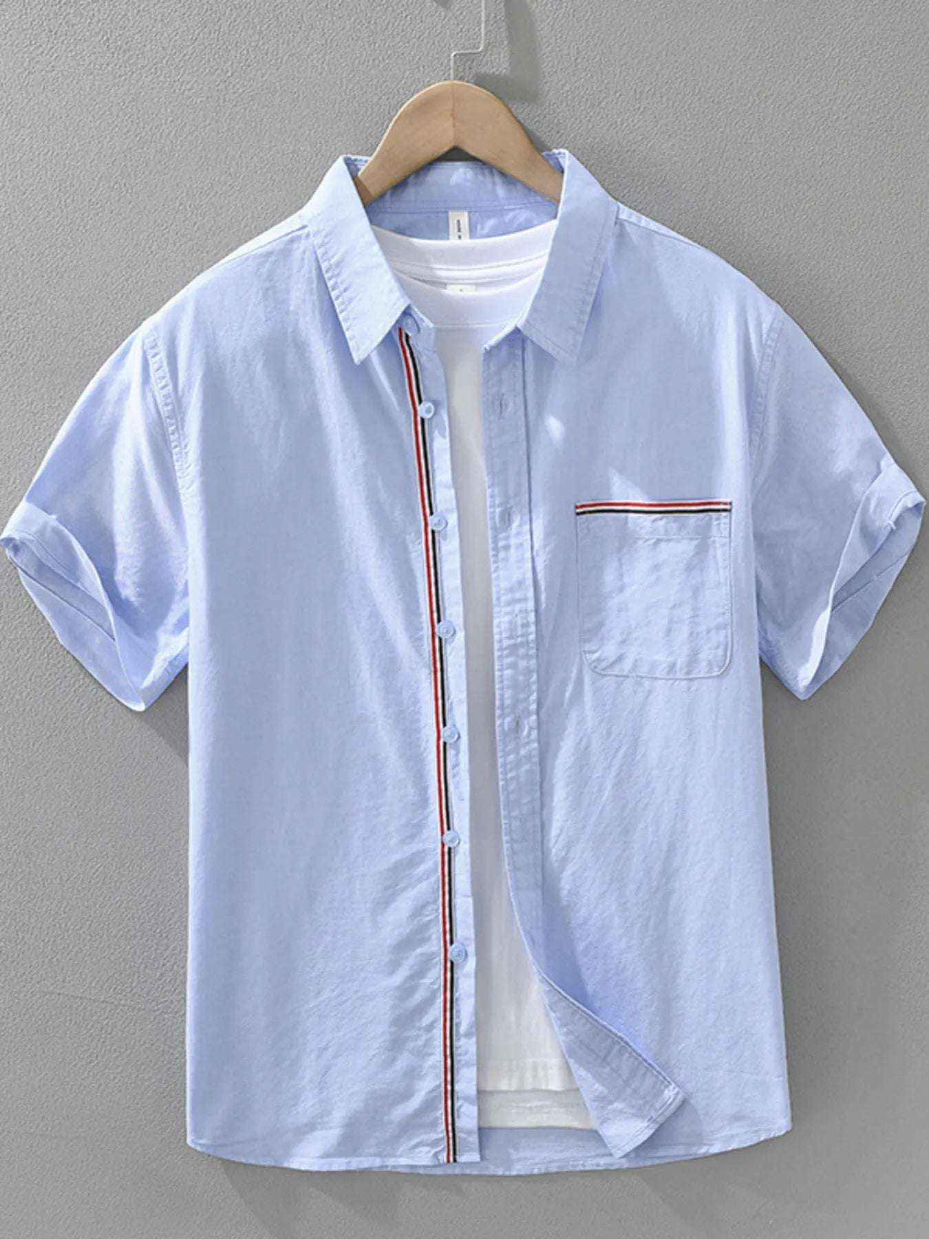 Men’s Plus Size Cotton Button Up Short Sleeve Shirt – Casual Summer Pocketed Top