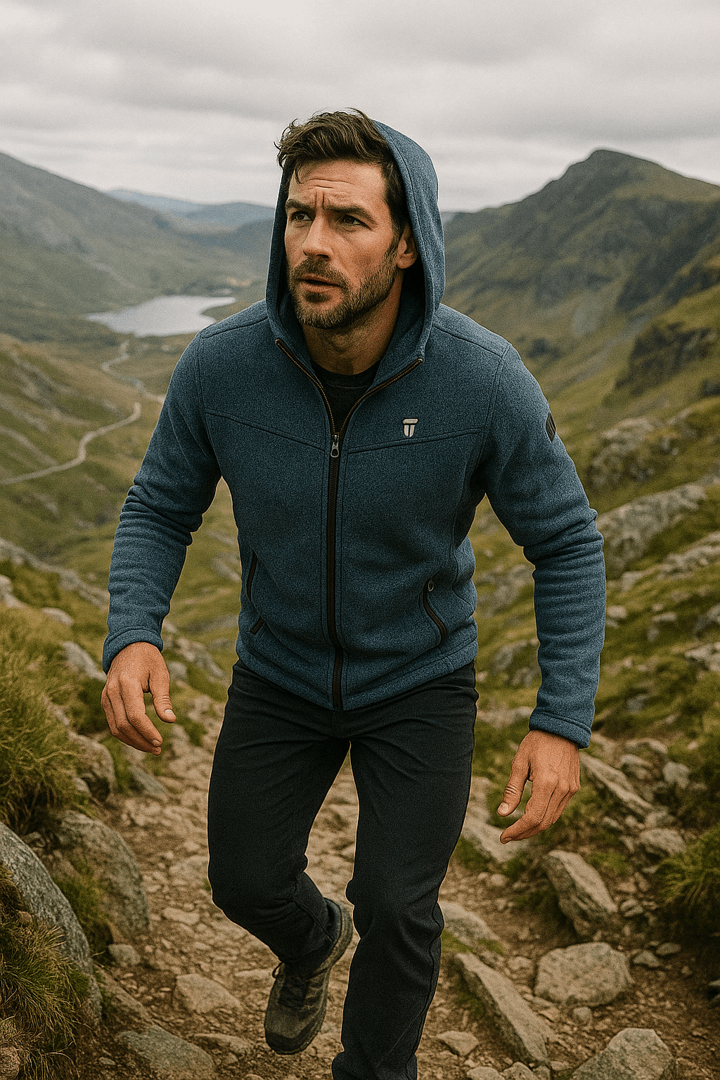 Stonehenge Textures Men’s Softshell Fleece Jacket – Windproof, Breathable, Warm & Stylish Outdoor Hoodie with Zippered Pockets