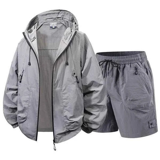 Stonehenge Lightweight Windbreaker Shorts Set Water-Resistant Travel Activewear Urban Techwear Outdoor Combo