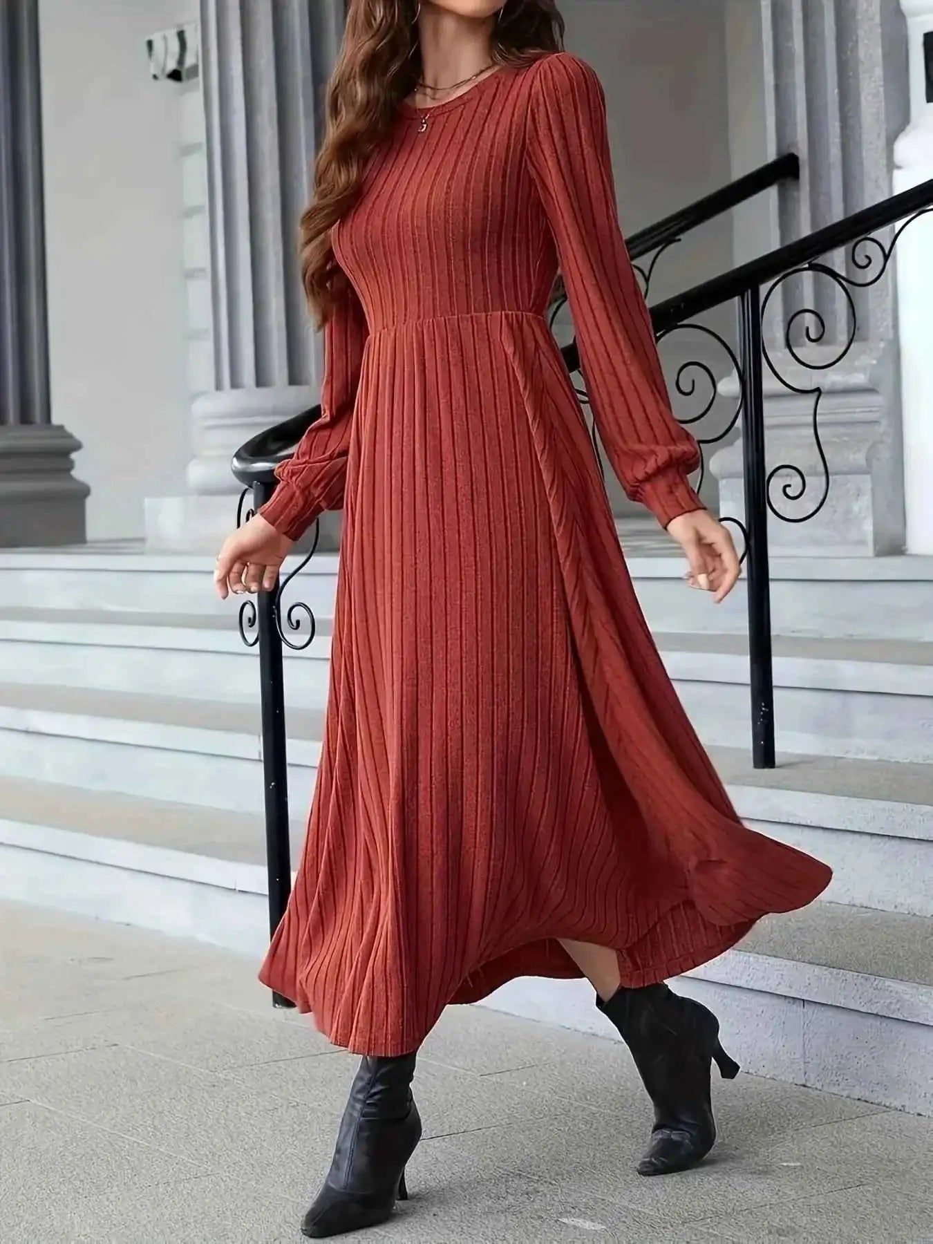 Ribbed Long Sleeve Sweater Dress