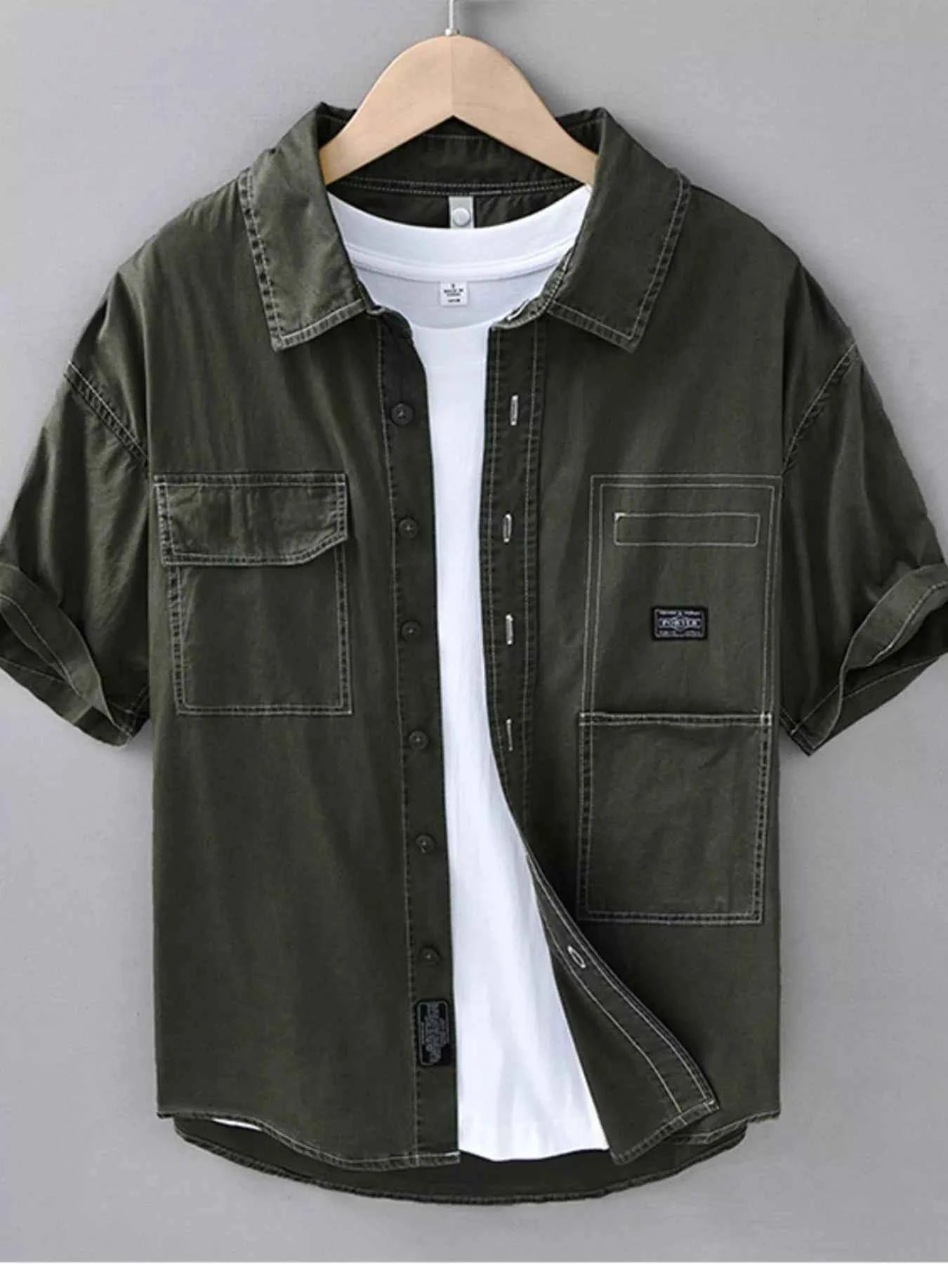 Men's Plus Size Button Up Short Sleeve Shirt