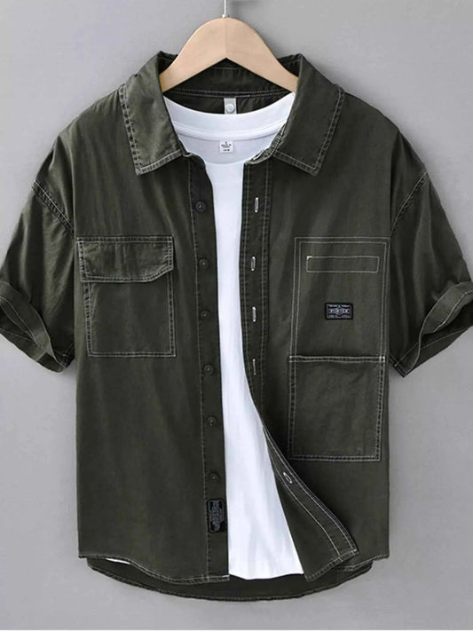 Men's Plus Size Button Up Short Sleeve Shirt