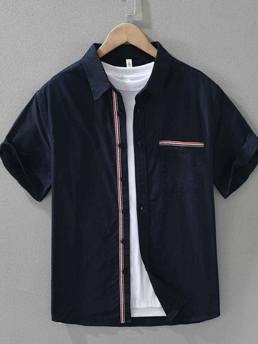 Men’s Plus Size Cotton Button Up Short Sleeve Shirt – Casual Summer Pocketed Top