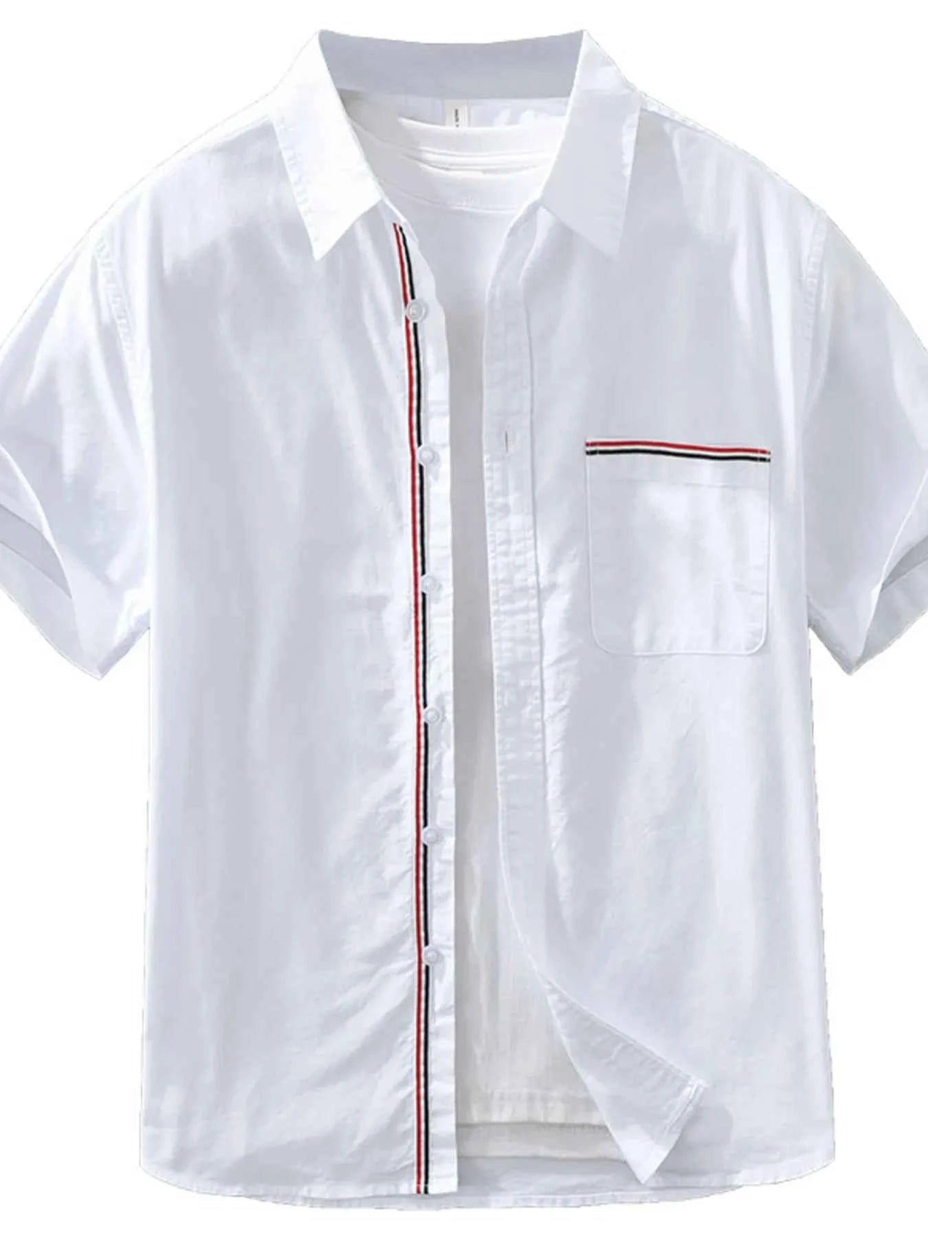 Men’s Plus Size Cotton Button Up Short Sleeve Shirt – Casual Summer Pocketed Top