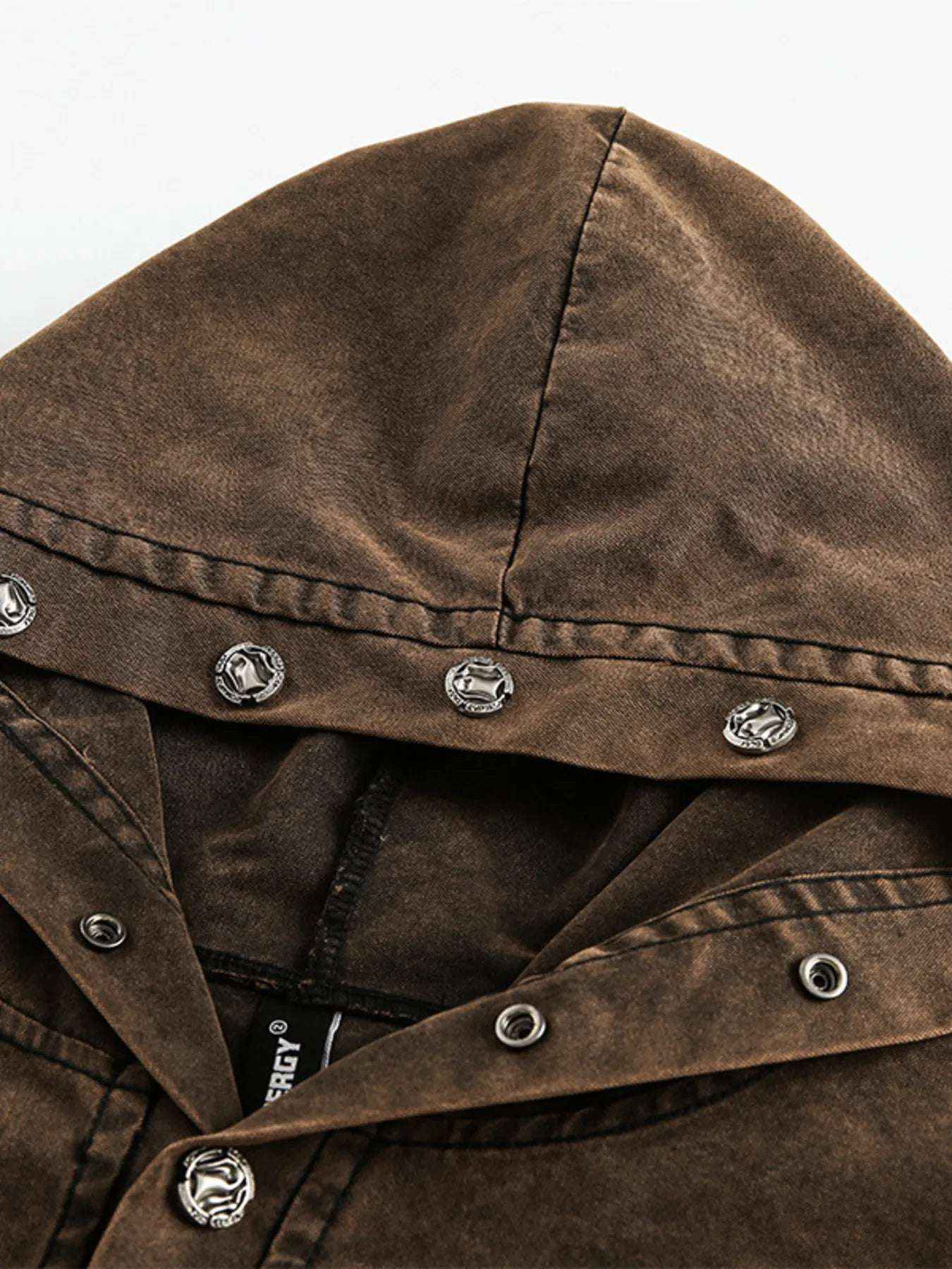 Men’s Washed Vintage Frayed Hem Hoodie – Casual Buttoned Pocketed Pullover