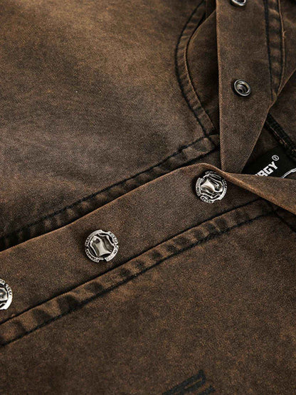 Men’s Washed Vintage Frayed Hem Hoodie – Casual Buttoned Pocketed Pullover