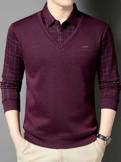 Men's Plus Size Layered Style Long Sleeve T-Shirt