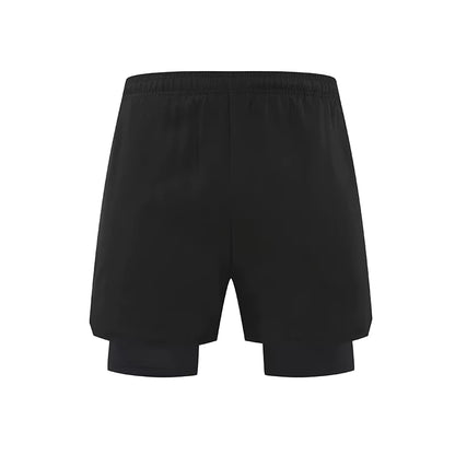 Stonehenge Texture Men’s 2-in-1 Fitness Shorts Quick Dry Breathable With Built-In Compression Layer - Stonehenge Texture