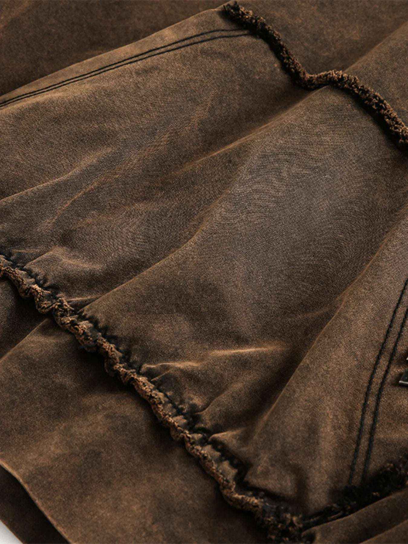 Men’s Washed Vintage Frayed Hem Hoodie – Casual Buttoned Pocketed Pullover