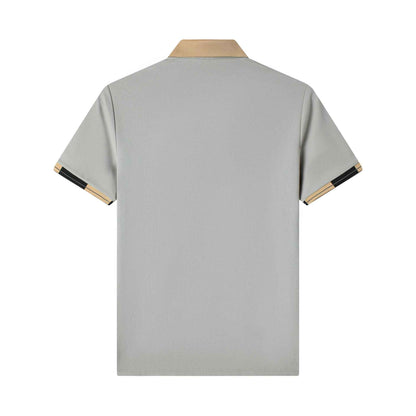 Stonehenge Textures Breathable Cotton Polo Shirt – Luxury Reverse Collar Summer Top