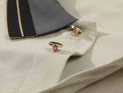 Stonehenge Textures Breathable Cotton Polo Shirt – Luxury Reverse Collar Summer Top