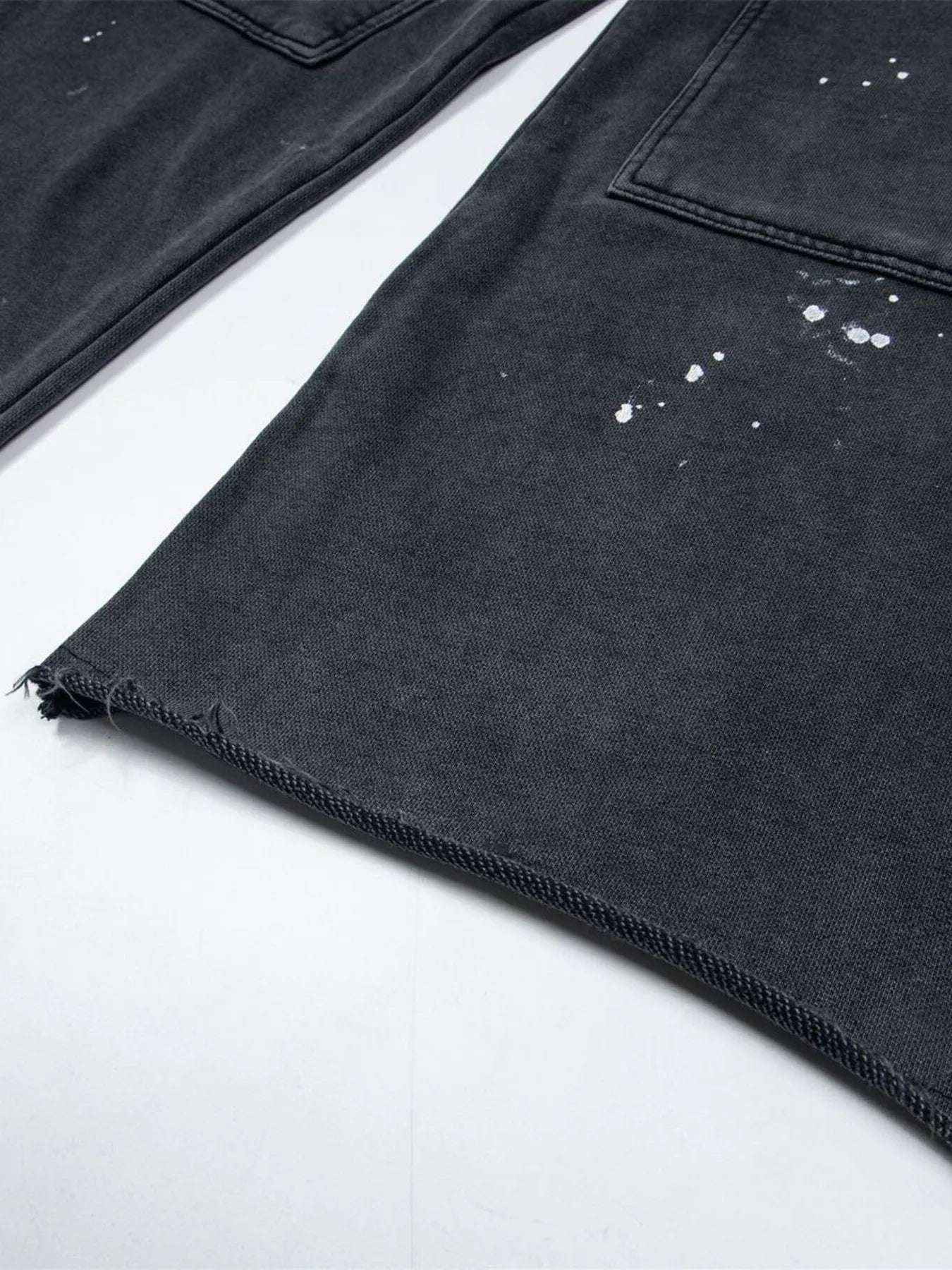 Heritage-Distressed Wide Leg Jeans with Drawstring Waist 100% Cotton