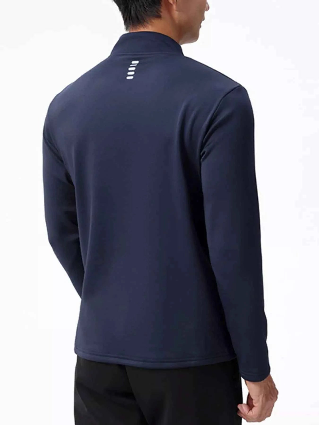 Men's Plus Size Half-Zip Long Sleeve Top