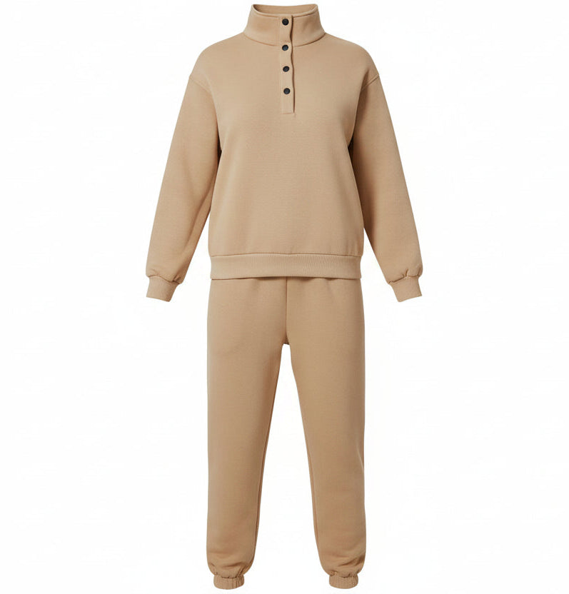 Half Snap Turtleneck Top and Pants Active Set