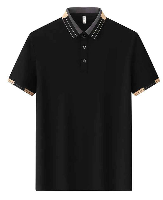 Stonehenge Textures Breathable Cotton Polo Shirt – Luxury Reverse Collar Summer Top