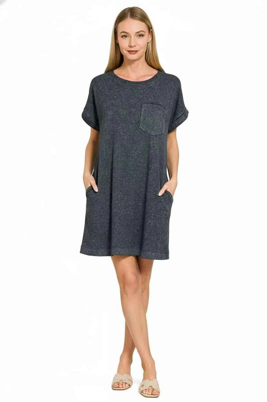 Zenana Premium Cotton Washed T-Shirt Dress