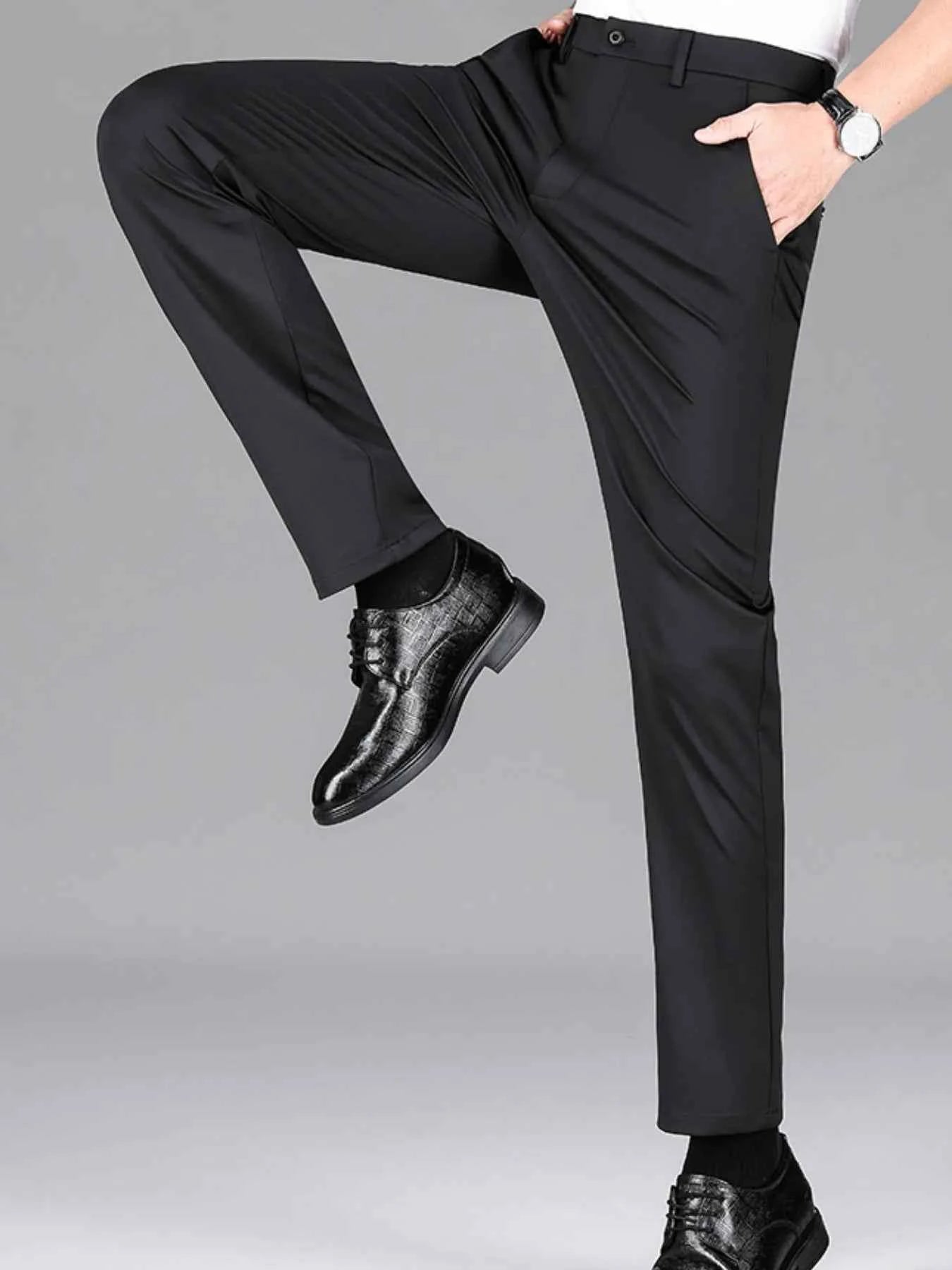 Men’s Loose Fit Dress Pants – Casual Business Trousers with Pockets