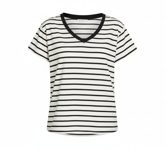 Zenana Striped V-Neck Short Sleeve T-Shirt