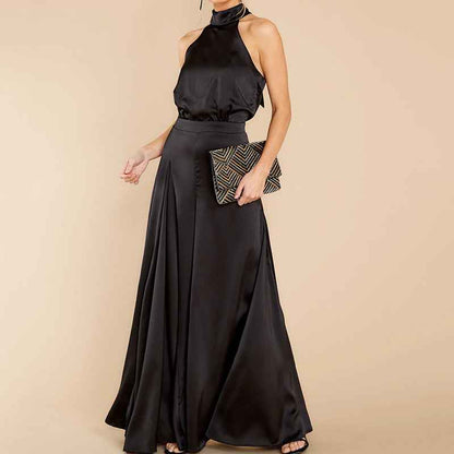 one-piece jumpsuit blends modern minimalism with retro flair, featuring an off-the-shoulder neckline